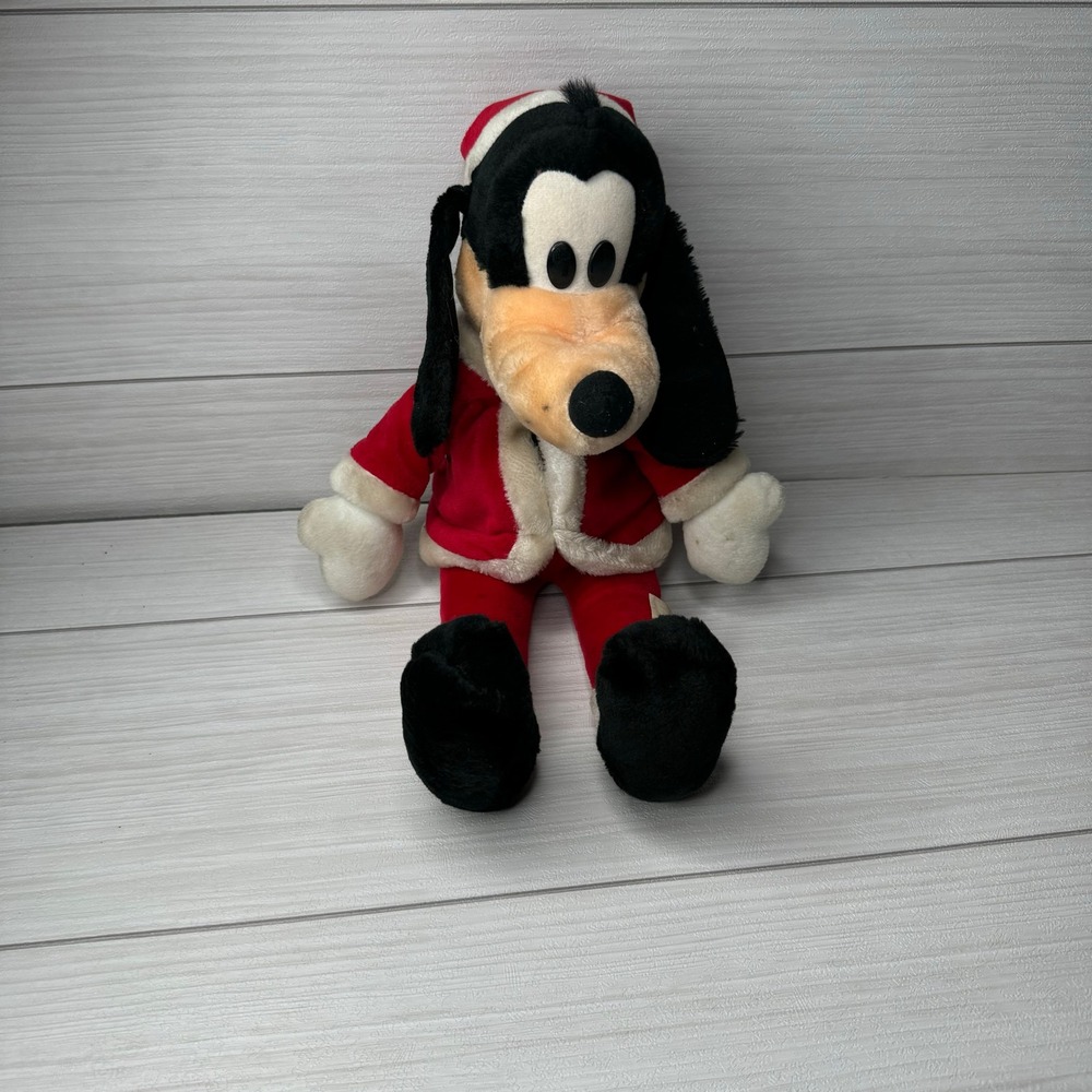Disney Goofy Plush Santa Outfit Christmas Holiday Stuffed Animal Toy
